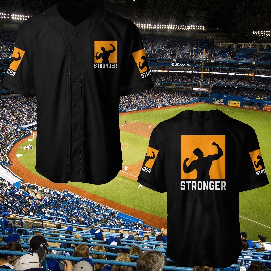 Stronger, Workout Baseball Jerseys, Gym, Fitness