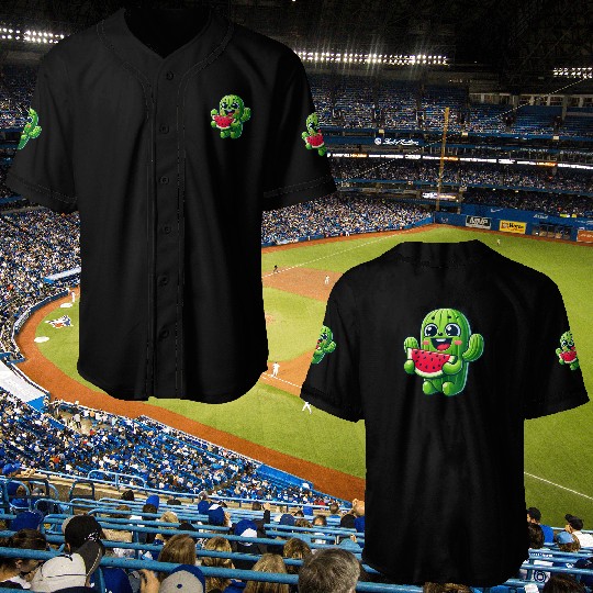 Cute Cactus Comic With Watermelon Fruity Baseball Jerseys