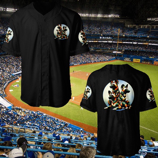 African Painted Wild Dogs Moon Art Baseball Jerseys