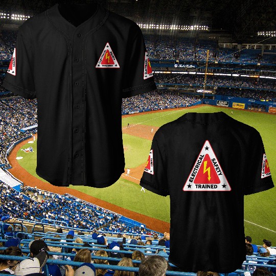 electrical Safety Trained Triangle Warning Sign Baseball Jerseys