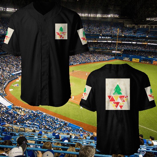 Geometric Christmas Tree Baseball Jerseys