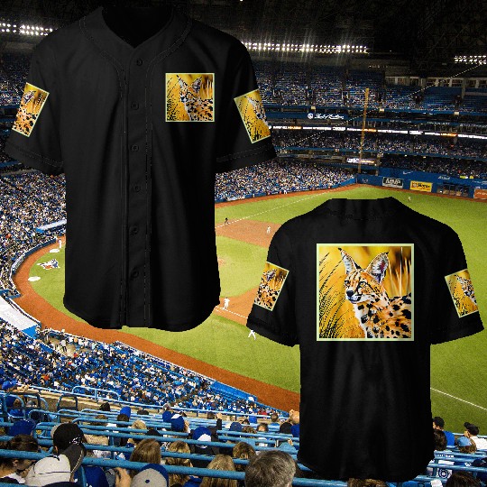 Vivid Cheetah in Golden Savannah Artwork Baseball Jerseys