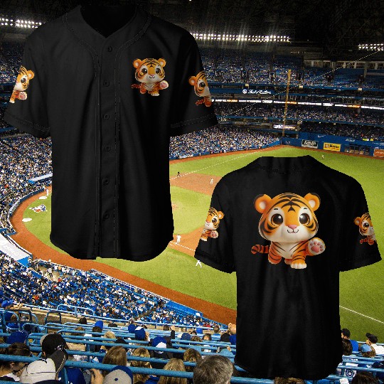Charming Baby Tiger in Playful Pose Baseball Jerseys