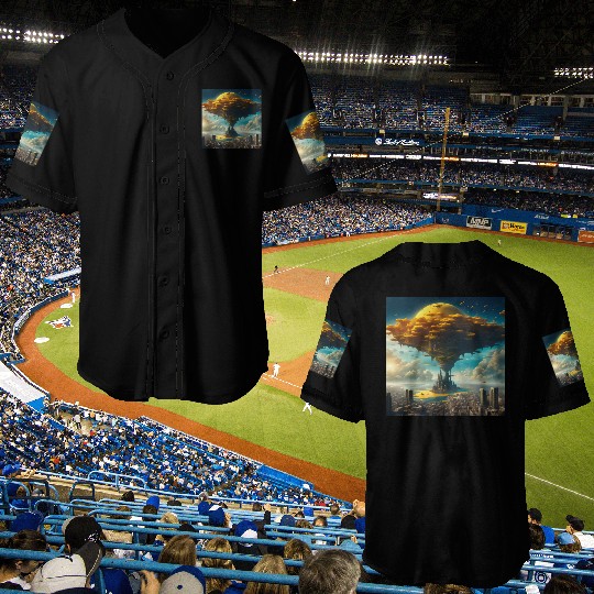 Sci-Fi Alien City: Floating Planet Twilight Scene Baseball Jerseys
