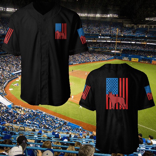 German Shepherd US Flag Baseball Jerseys