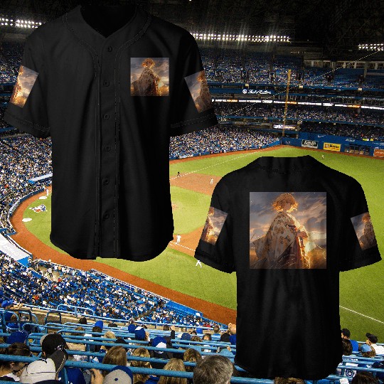 Epic Samurai Girl at Sunset Baseball Jerseys