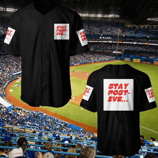 Bold Motivational Stay Positive Print Baseball Jerseys