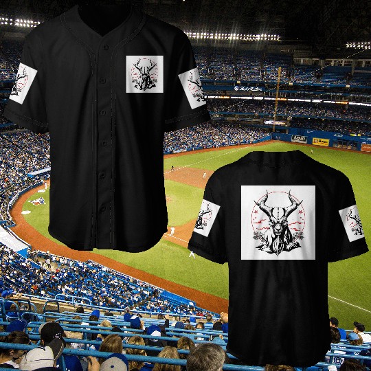 Mythic Horned Skull Illustration Baseball Jerseys