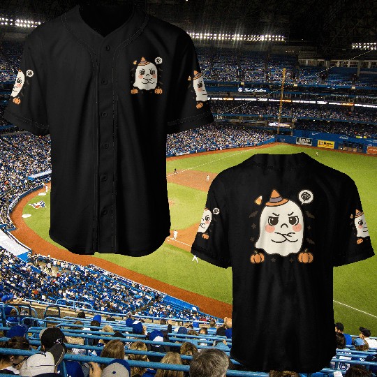 Cute Ghost with Halloween Pumpkins Baseball Jerseys