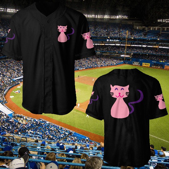 ♥ټCute Giggly Pink Kitty Cat-Meow Meowټ♥ Baseball Jerseys