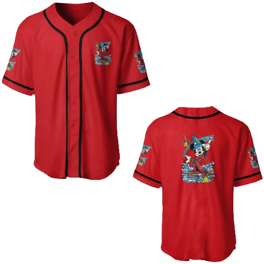 Disney Fantasia Sorcerer Mickey Mouse Magic Wizard Retro Baseball Jerseys