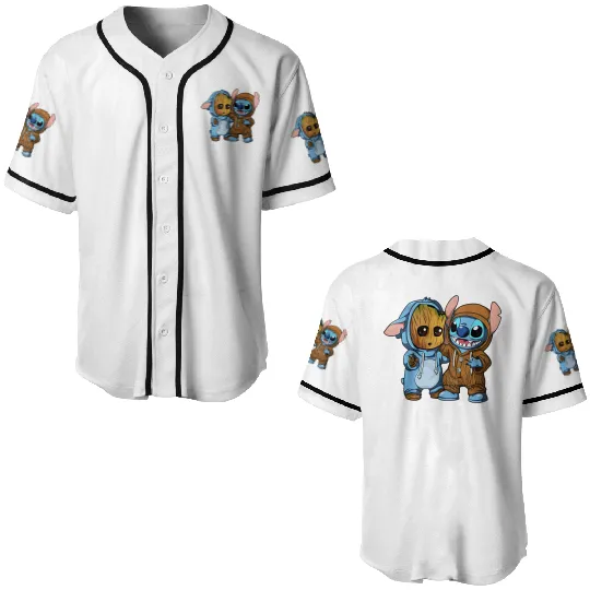 Disney Groot and Stitch Friends Funny Baseball Jerseys
