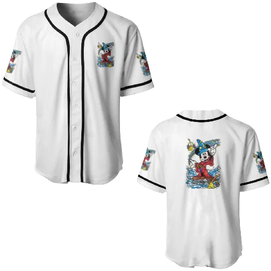 Disney Fantasia Sorcerer Mickey Mouse Magic Wizard Retro Baseball Jerseys