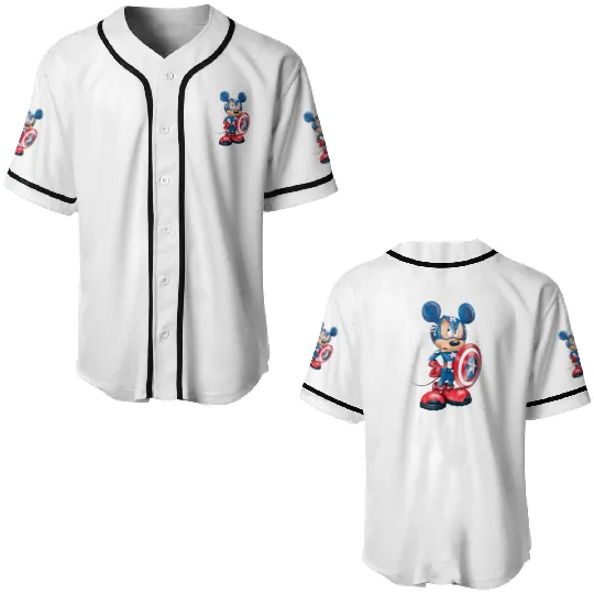Superhero Mickey Baseball Jerseys, Avengers Mickey Baseball Jerseys, Captain America Mickey Baseball Jerseys, Superhero Mickey Baseball Jerseys, Captain Mickey Baseball Jerseys, Disney Mickey Baseball Jerseys
