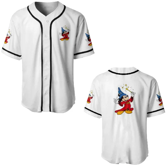 Disney Fantasia Sorcerer Mickey Mouse Magic Wizard  Baseball Jerseys, Fantasmic Disney Baseball Jerseys