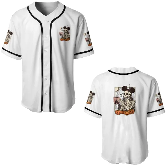 Vintage Disney Skeleton  Color Baseball Jerseys, Mickey Skeleton Coffee Baseball Jerseys