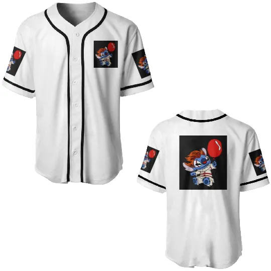 Pennywise Stitch Halloween Baseball Jerseys, Disney Halloween Baseball Jerseys