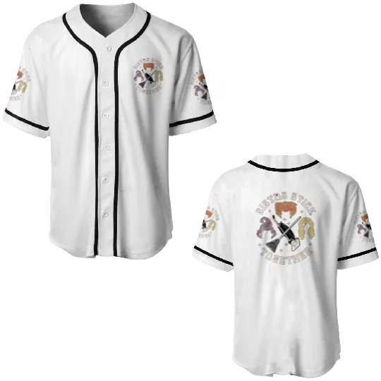 Disney Hocus Pocus Sistas Stick Together Baseball Jerseys, Sanderson Sisters Halloween Baseball Jerseys