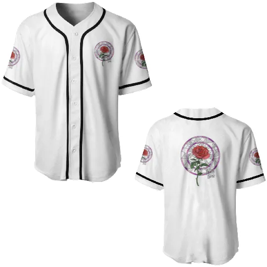 Disneyss Beauty And The Beast Stained Glass Rose Baseball Jerseys