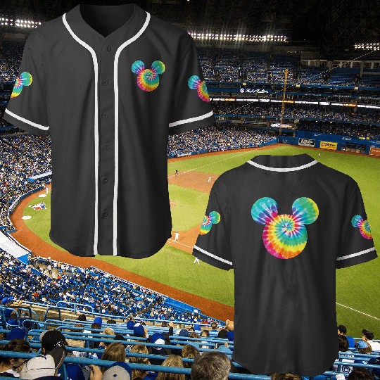 Disney Mickey Mouse Icon Rainbow TieDye Short Sleeve Baseball Jerseys