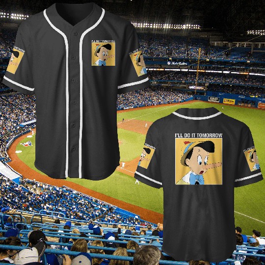 Disney Pinocchio Ill Do It Tomorrow Baseball Jerseys