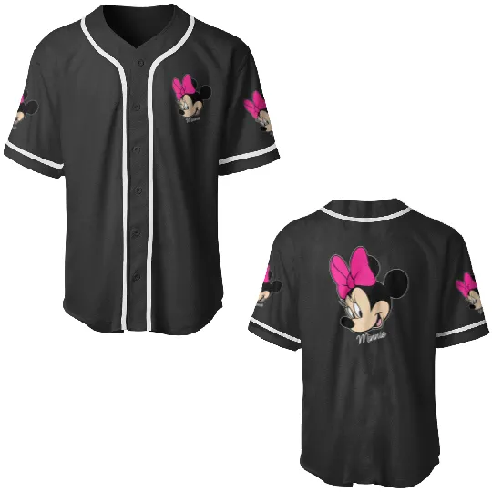 Disney Mickey And Friends Minnie Mouse Big Face Raglan Baseball Tee Baseball Jerseys