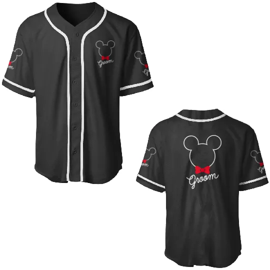 Disney Mickey Mouse Bowtie Groom Wedding Baseball Jerseys