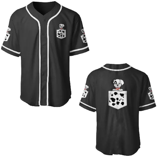 Disney 101 Dalmatians Patch Puppy Dotted Pocket Logo Baseball Jerseys