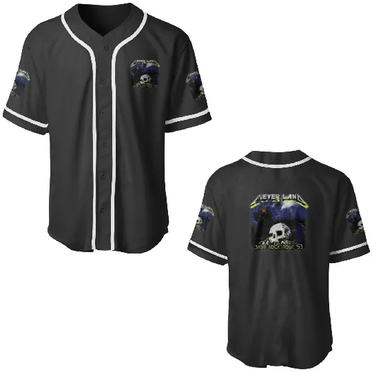 Disney Peter Pan Never Land Skull Rock Metal Distressed Baseball Jerseys