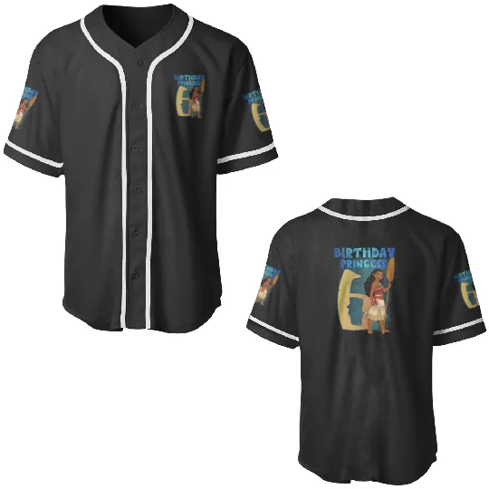 Disney Princesses Moana Sixth Birthday Princess Baseball Jerseys