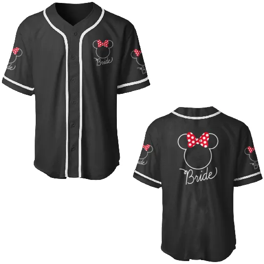 Disney Minnie Mouse Bow Bride Wedding Baseball Jerseys