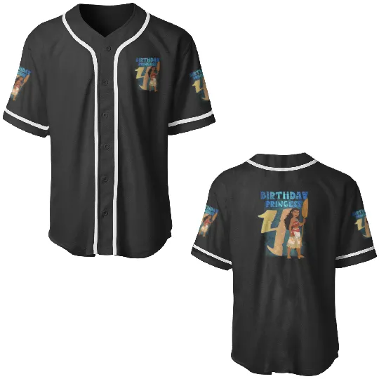 Disney Princesses Moana Fourth Birthday Princess Baseball Jerseys