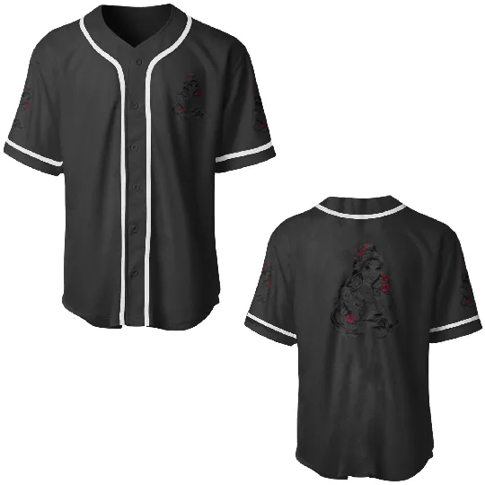 Disney Beauty and the Beast Belle Princess Rose Portrait Baseball Jerseys