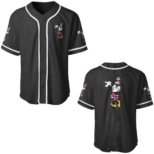 Disney Minnie Mouse Waving Pose Cute Flower Hat Portrait Baseball Jerseys