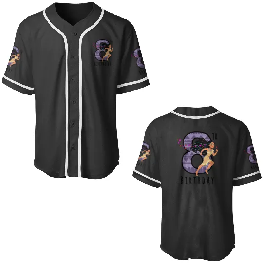 Disney Pocahontas 8th Birthday Cartoon Portrait Baseball Jerseys