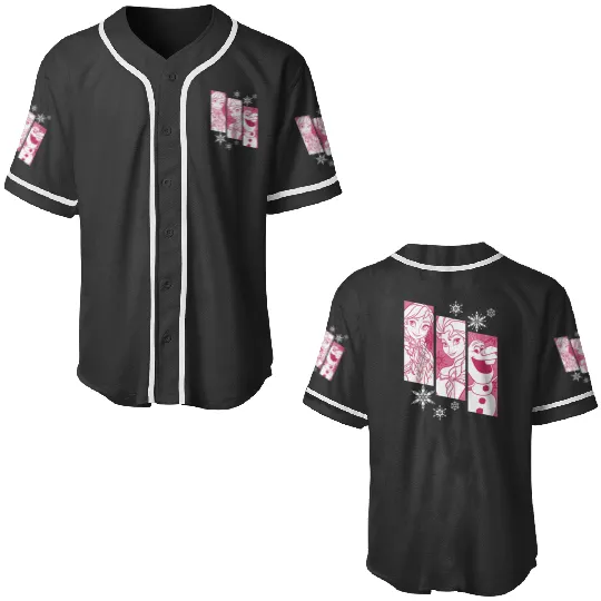 disney frozens Anna Elsa Olaf Snowflake Panel Graphic Baseball Jerseys