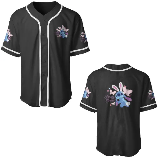 Disney Lilo Stitch Hoppy Easter Bunny and Butterflies Baseball Jerseys