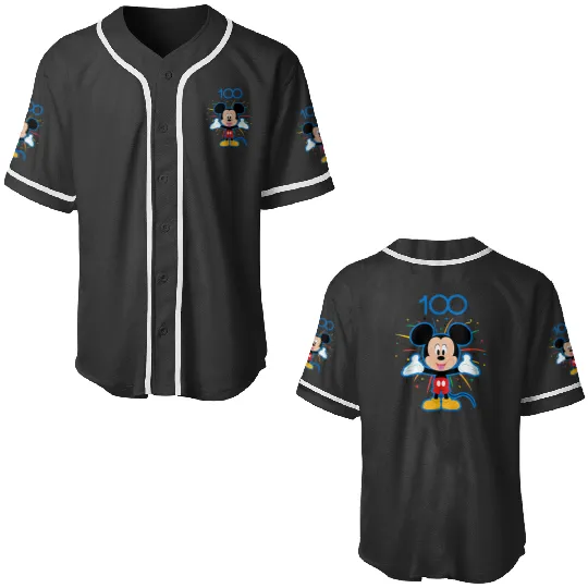 Disney 100 Anniversary Mickey Mouse Fireworks Burst D100 Baseball Jerseys