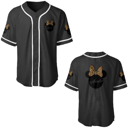Disney Minnie Mouse Aunt Leopard Print Bow Big Chest Logo Baseball Jerseys