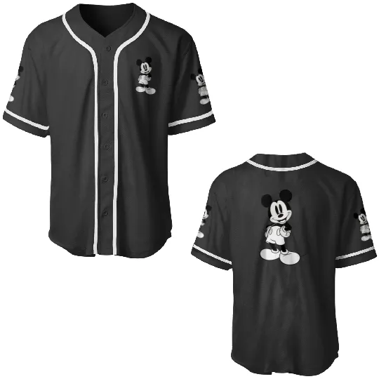 Disney Classic Mickey Black and White Raglan Baseball Tee Baseball Jerseys