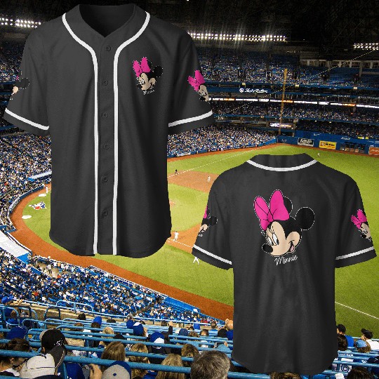 Disney Mickey And Friends Minnie Mouse Big Face Raglan Baseball Tee Baseball Jerseys