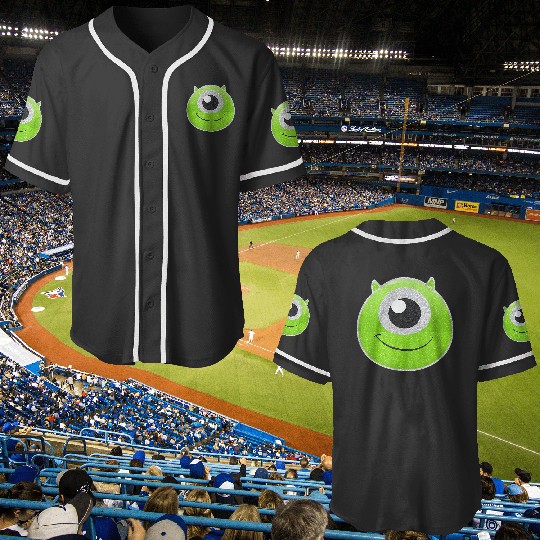 Disney Pixarss Monsters University Mike Wazowski Big Face Logo Baseball Jerseys