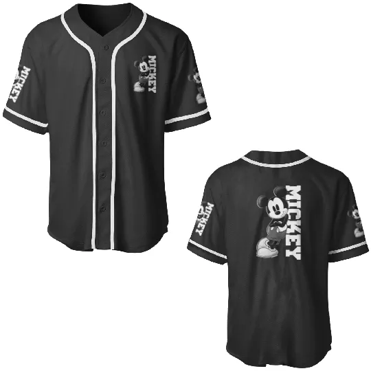 Discover Disney Mickey Mouse Leaning on Name White Baseball Jerseys