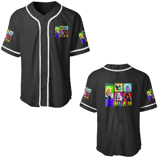 Disney Villains Made For Mayhem Colorful Big Chest Portraits Baseball Jerseys
