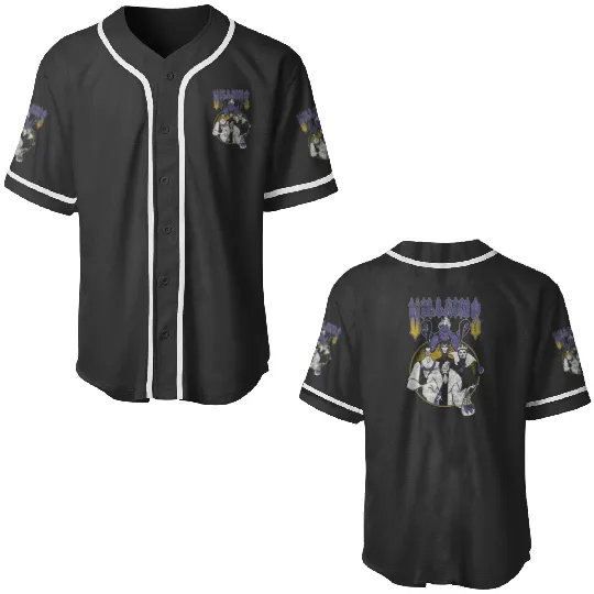 Disney Villains Group Shot Metal Gang Distressed Logo Baseball Jerseys