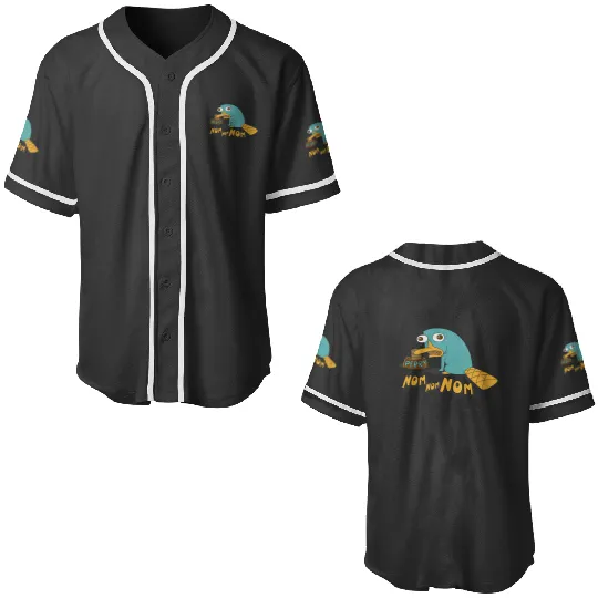 Disney Phineas And Ferb Perry The Platypus Nom Nom Nom Baseball Jerseys