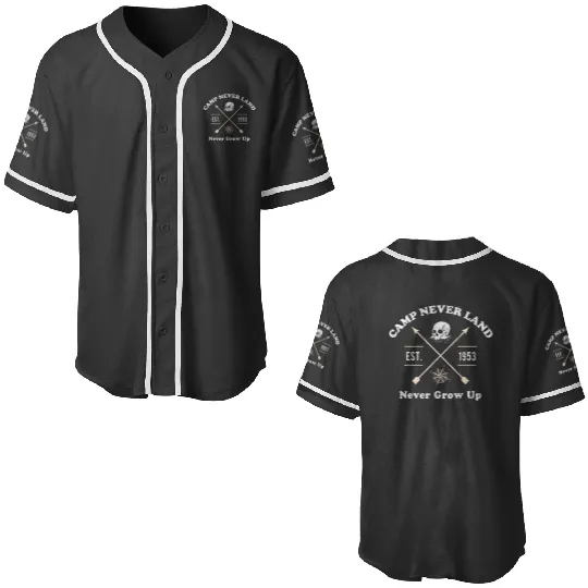 Disney Peter Pan Camp Never Land Est. 1953 Never Grow Up Baseball Jerseys