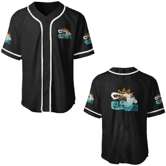 Disney Moana Maui Hook Surf and Sun Gradient Graphic Baseball Jerseys