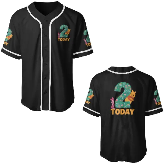 Kids Disney Winnie the Pooh Piglet Birthday 2 Years Old Today Baseball Jerseys