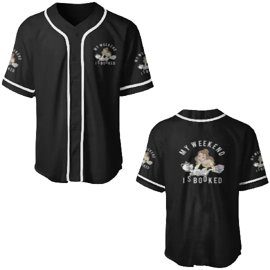 disney beauty and the beast belle my weekend is booked short sleeve Essential Baseball Jerseys